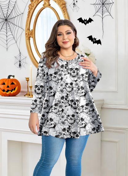 Womens Tops - Plus Size Tunics 3/4 Sleeve Loose Fit Dressy Casual Long Swing Flowy Lady Blouses Shirts Wear with Leggings Teals Blue Clothing A43 SATBWFS