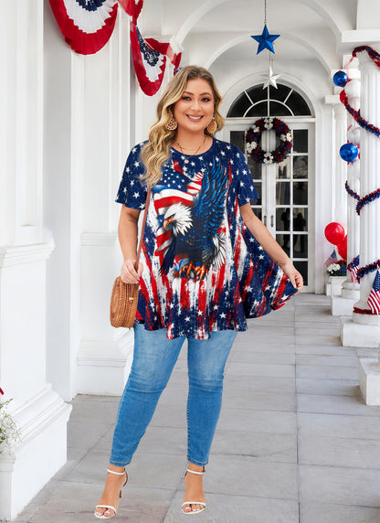 Plus Size American Flag Eagle Print Tunic Top