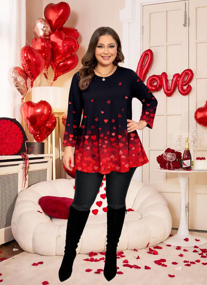 Women's Classic Black Swing Tunic Top – 3/4 Sleeve, Plus Size D31