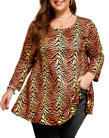 Womens Tops - Plus Size Tunics 3/4 Sleeve Loose Fit Dressy Casual Long Swing Flowy Lady Blouses Shirts Wear with Leggings Teals Blue Clothing A17 SATYS2