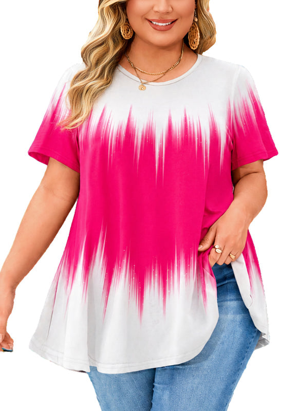 Women's Plus Size Short Sleeve Swing Tunic Top | Flowy Blouse B52