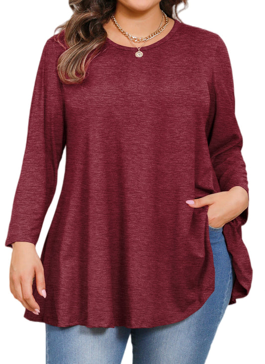 Women's Flowy Swing Tunic Top – 3/4 Sleeve, Plus Size D29