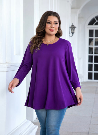 Womens Tops - Plus Size Tunics 3/4 Sleeve Loose Fit Dressy Casual Long Swing Flowy Lady Blouses Shirts Wear with Leggings Teals Blue Clothing A20 SATDP