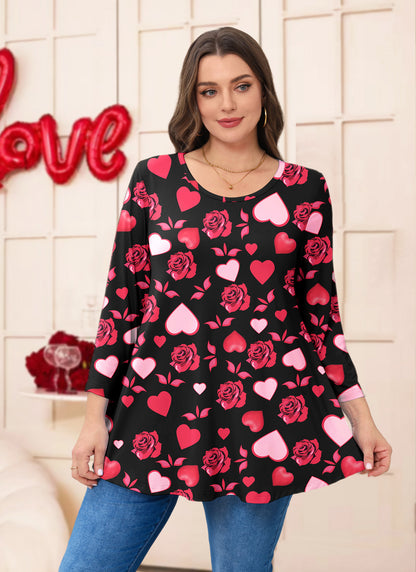Womens Tops - Plus Size Tunics 3/4 Sleeve Loose Fit Dressy Casual Long Swing Flowy Lady Blouses Shirts Wear with Leggings Teals Blue Clothing A36 SATNRF